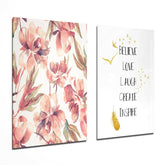 The Way of Happy Life 2 Pieces Combine Glass Wall Art | Insigne Art Design.